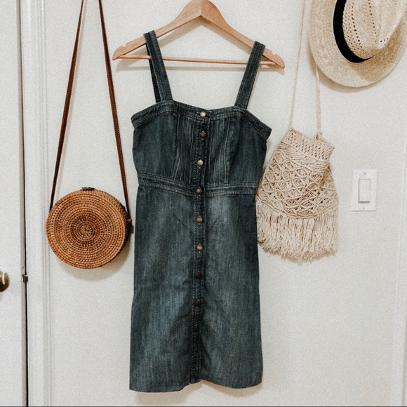 GAP Dresses & Skirts - Gap blue denim sleeveless dress button front 2
